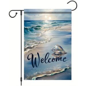 Welcome Summer Coastal Garden Flag Double Sided 12 x 18” Beach Coastal Seashell